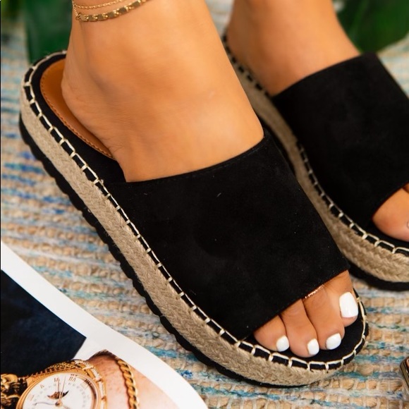 HP✨Black Espadrille Sandal Sz11 2Left - Picture 3 of 4